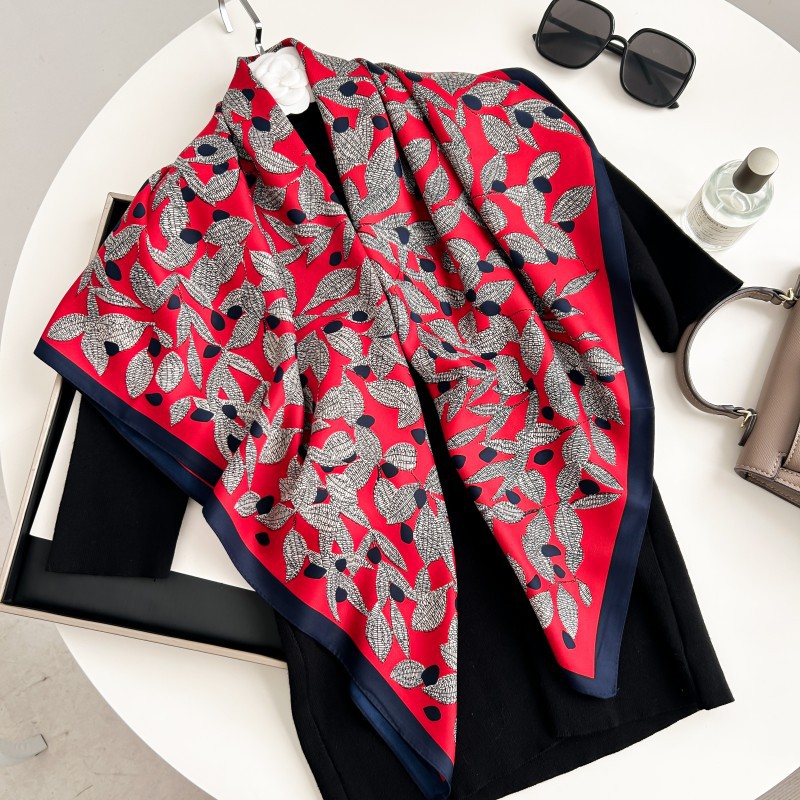 Ascot Neck Scarf - 90 センチメートル正方形スカーフ高品質バンダナ女性高級ツイルシルク感ヘアネックスカーフオフィスホテルパーティー