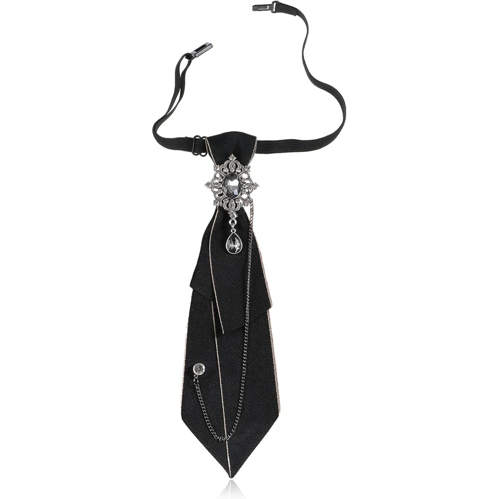 Bow Tie Pre Tied - ラインストーン蝶ネクタイ：女性用プレタイド調整可能なブラッククリスタルヴィンテージアクセサリー