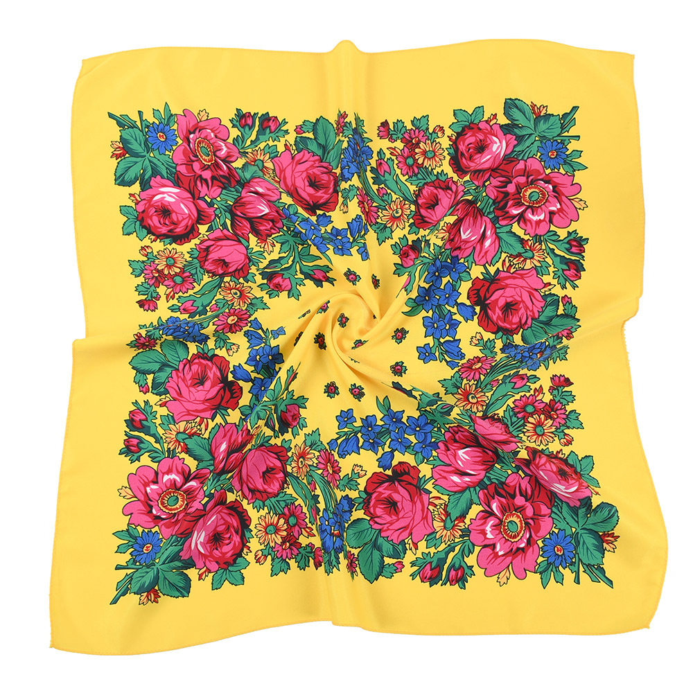 Bandana Cotton - 70*70 センチメートルロシアスタイルスクエアスカーフ女性の高級花柄 Bnadana ヘッドバンドスカーフバーブシュカハンカチヘッドラップ