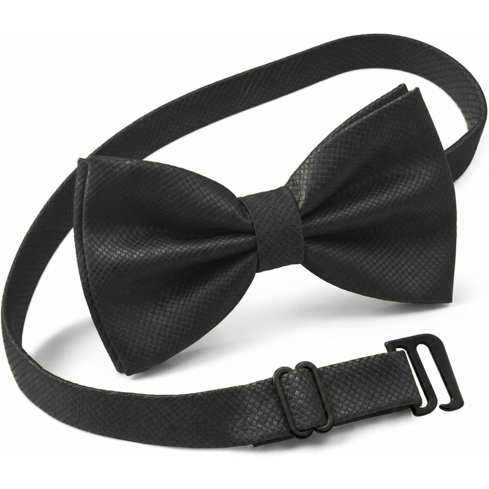 Bow Tie Pre Tied - ポリエステル製ソリッドプレタイドボウタイ（男性用）- 調節可能なタキシードボウタイ（結婚式や新郎へのギフトに）