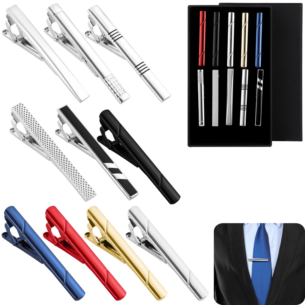 Tie Bar Set Gift - 10個入りネクタイピンセット メンズ用ネクタイクリップ 銅製タイバー 通常のネクタイ用 ギフト ネクタイクリップ