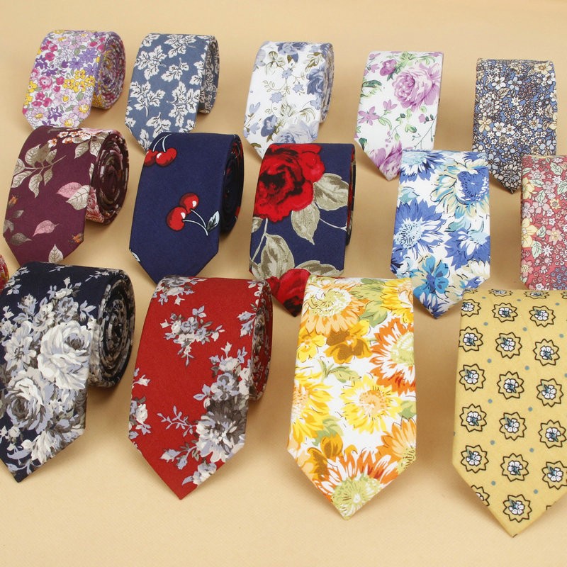 Skinny Tie Men - 真新しい花ネクタイ狭いカジュアルメンズネクタイ結婚式パーティー花スキニーネクタイ女性プリント男性ネクタイ