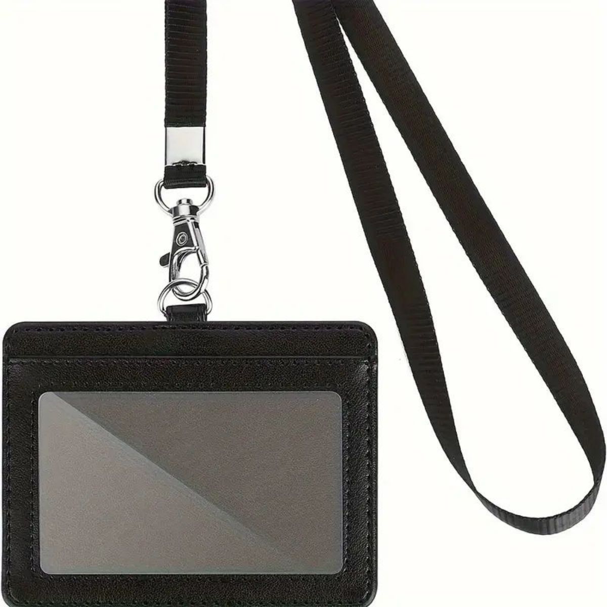 Lanyard Badge Holder - 強化されたIDストラップとアップグレードされたナイロンロープを備えた横型IDバッジホルダー1個 - オフィス、学校、イベントでの使用に最適