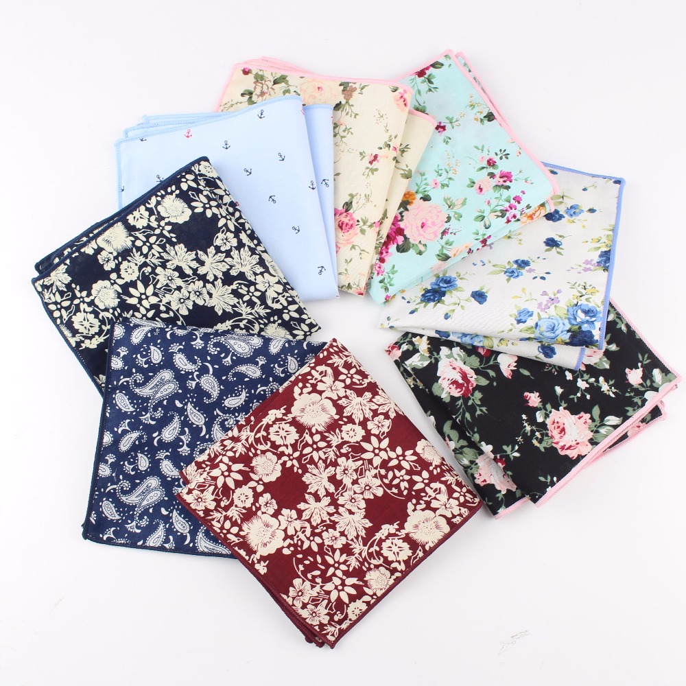 Handkerchief Cotton Men - ペイズリーコットンハンカチ織りフローラルプリントフラワーポケットスクエアメンズカジュアルスクエアポケットハンカチタオル