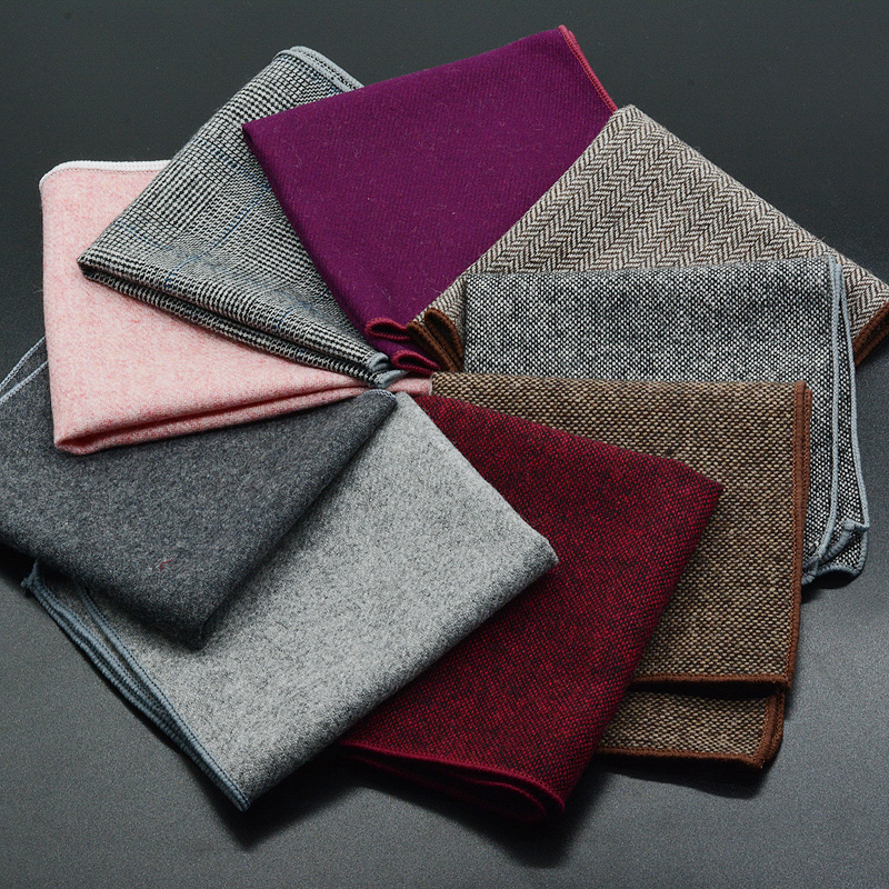 Pocket Square Set - クラシックなウールのポケット,25cm,無地の黒,男性用ヴィンテージスカーフ,タンキード,アクセサリー,ネックレス