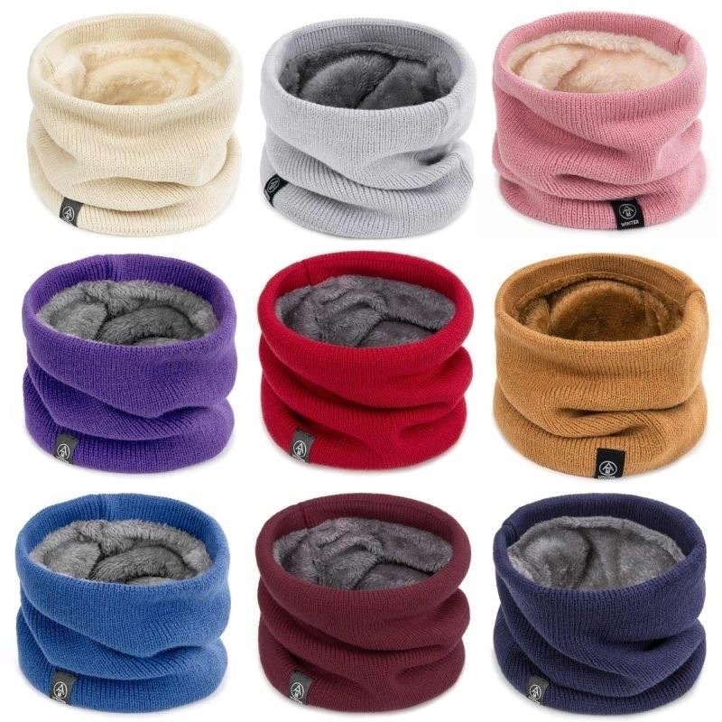 Infinity Scarf Knit - 冬ニットぬいぐるみ厚いネックスカーフ女性男性カシミヤのような首輪暖かいリングスカーフ屋外スポーツ男性首輪インフィニティスヌード