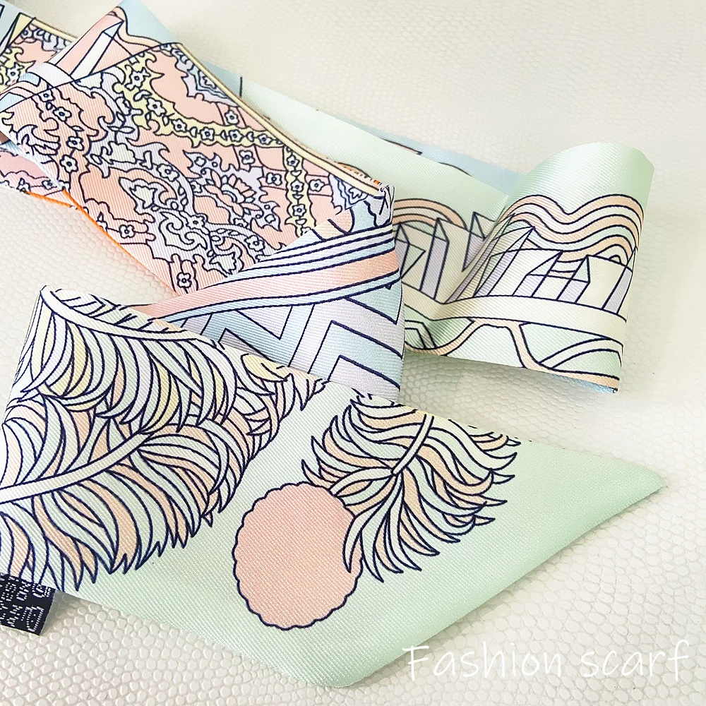 Head Wrap Turban - 1PC 韓国ファッション新女性のツイル装飾リボン小さなスカーフバインディングバッグハンドルリボンヘアバンド小さなスカーフヘッドバンド