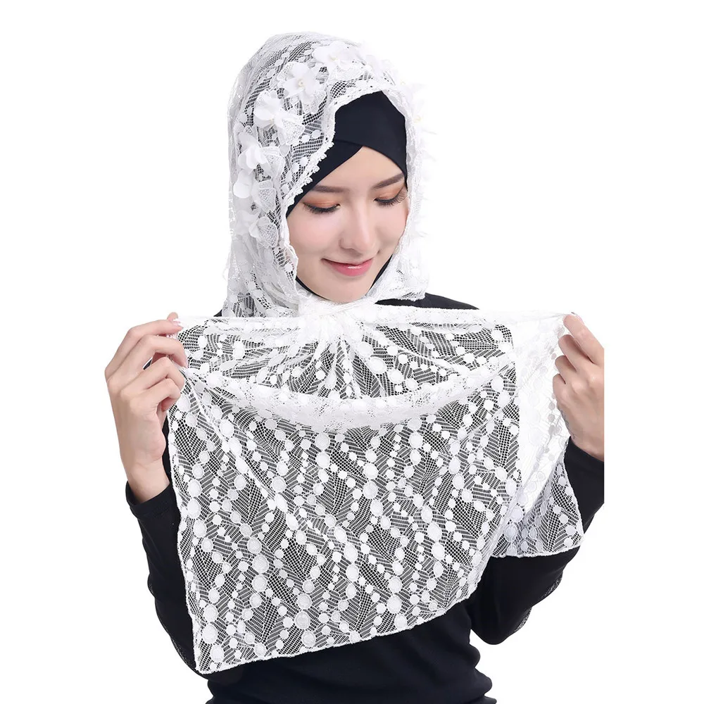 Stole Wedding Shawl - 純色通気性女性レーススカーフラップヘッドスカーフ中空スカーフ女性ショールとスカーフイブニングウェディングパーティーケープストール