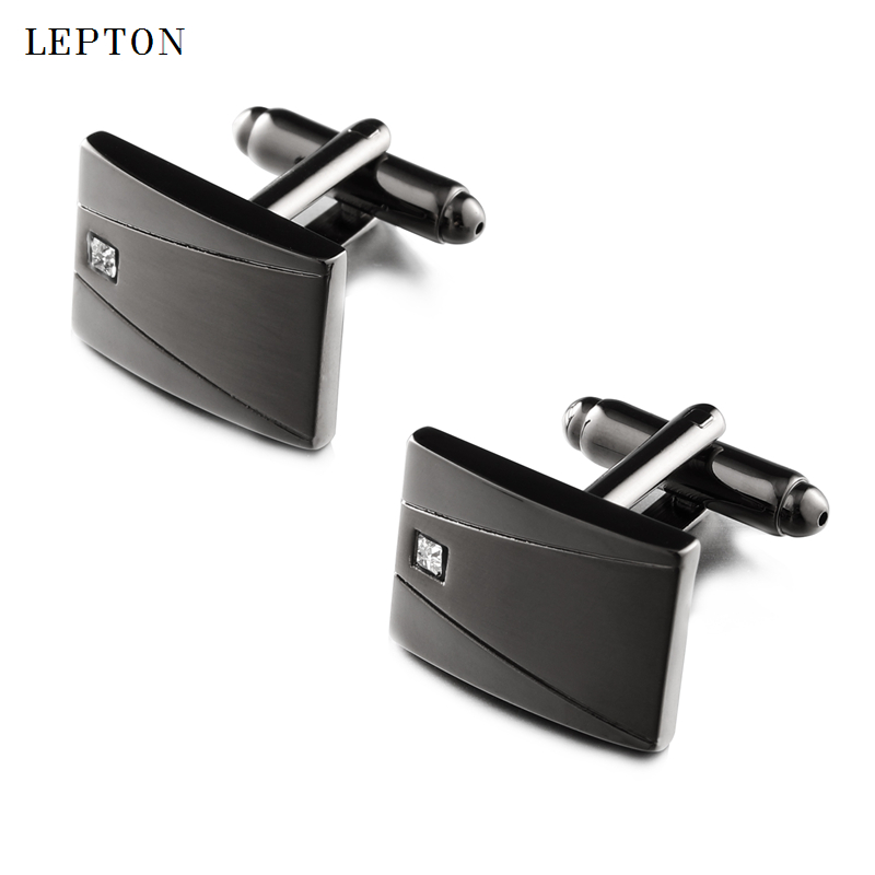 Tie Bar Set Gift - クラシックな黒のカフスボタンとタイクリップセット メンズ用 レプトン 高級ビジネスギフト ネクタイピン タイバー