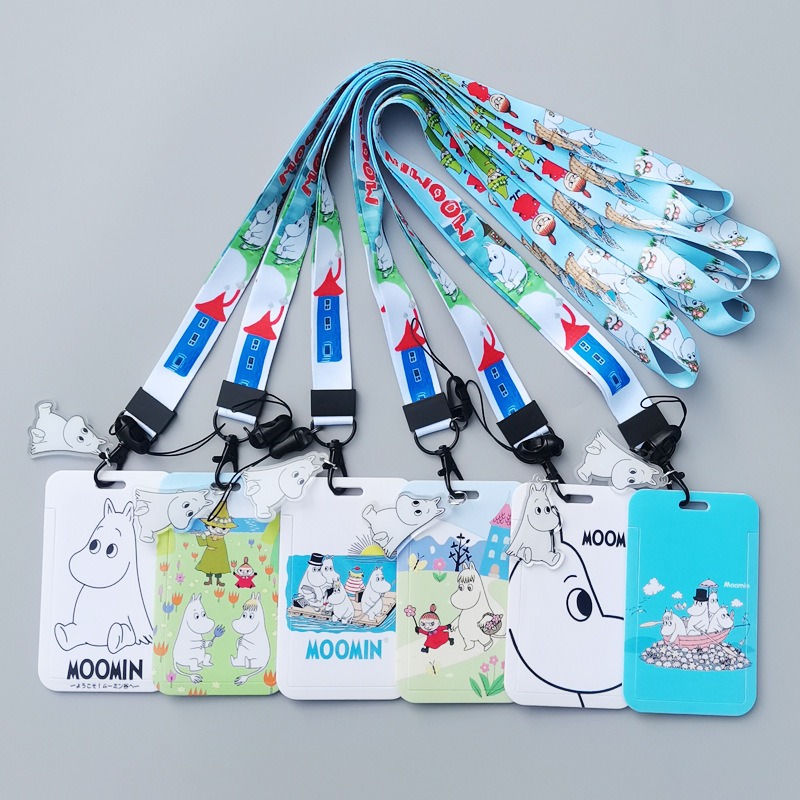 Lanyard Badge Holder - ムーミン漫画ハードカードホルダー熱転写プリントポリエステル製ランヤード学生キャンパスIDバッジバス地下鉄食堂カードカバー