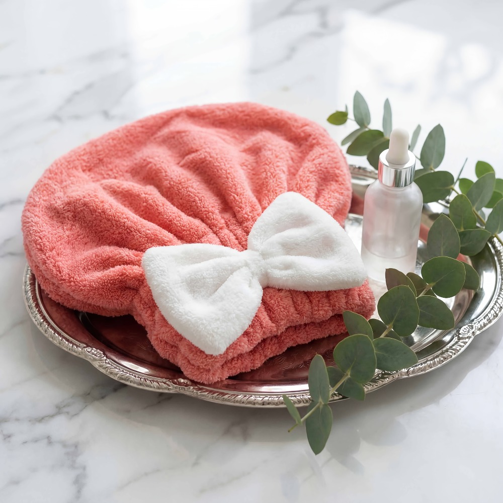 Head Wrap Turban - マイクロファイバーヘアドライキャップ、速乾ヘアタオルラップ、ボウデザインの超吸収ヘアターバン、ソフトシャワーヘッドラップ
