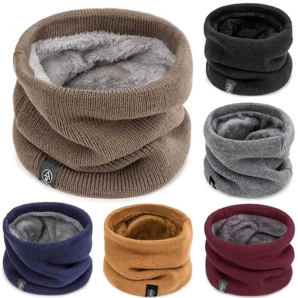 Muffler Men Wool - ファッション女性用ニットスカーフ、無地カシミヤ風冬用スヌードスカーフ、レディース暖かいウールファー厚手ユニセックスメンズネックスカーフリング
