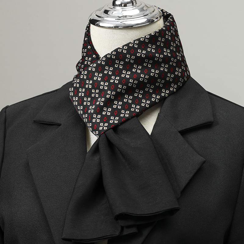 Ascot Neck Scarf - メンズスカーフ イミテーションシルク ネックスカーフ 小さな正方形 スーツシャツの襟ネック スーツネック