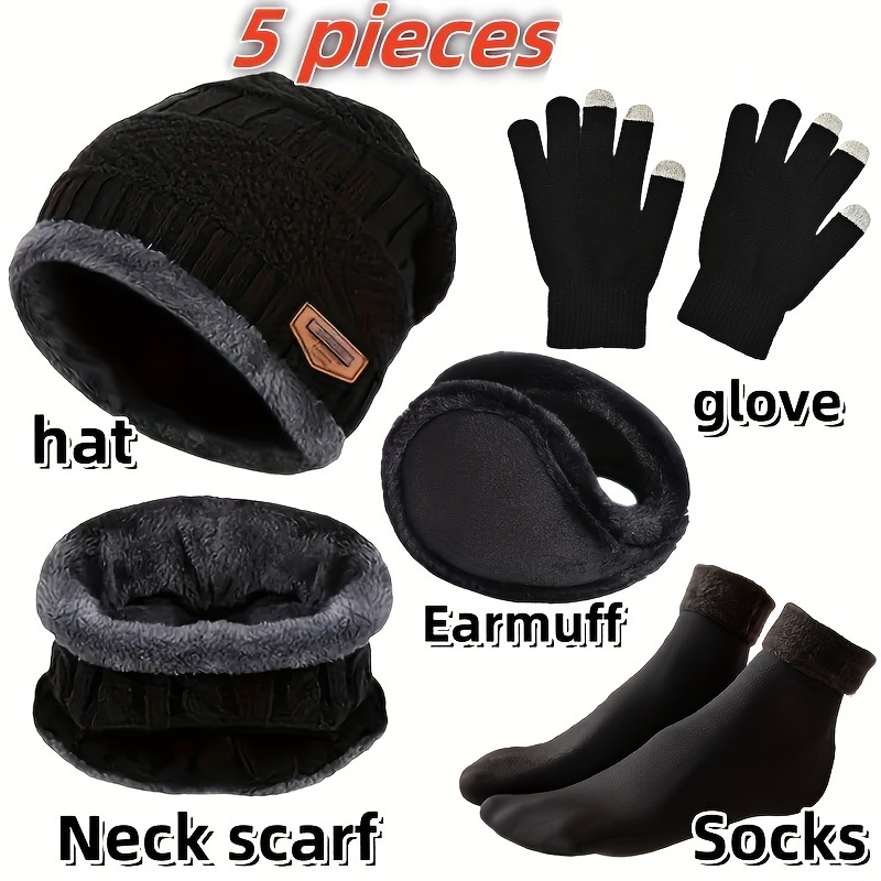 Muffler Men Wool - メンズウィンターハット、アウトドアウィンタースカーフ、手袋、ネックライン、ワンプラスカシミア断熱ニット帽とソックス