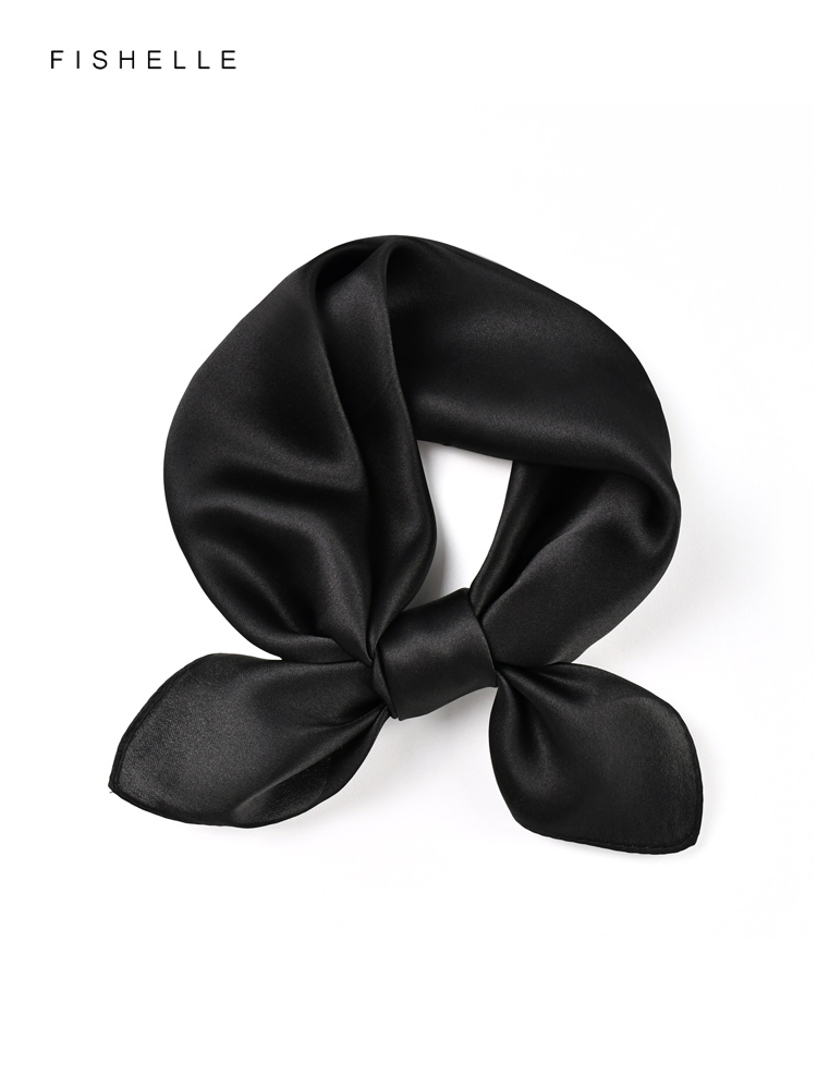 Scarf Silk Square - 女性用シルクスカーフ,無地のブラック,女性用スカーフ,小さなヒジャーブ,春と秋用