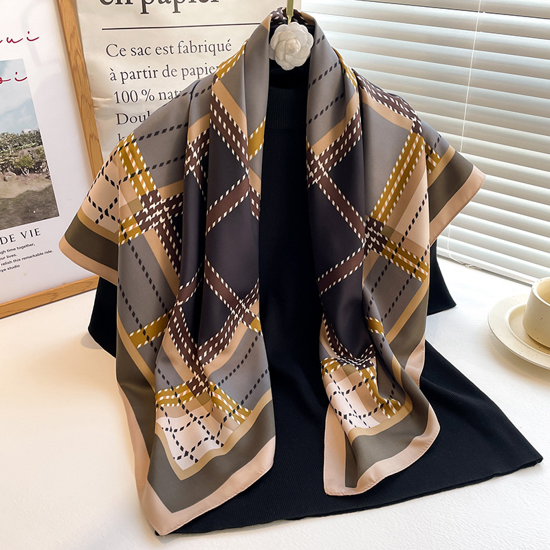 Silk Tie Striped - 新しい夏のプリントツイルシルクスクエアスカーフ、小さな高級スタイルの女性用シルクスカーフ、日焼け止め装飾ショール90cm