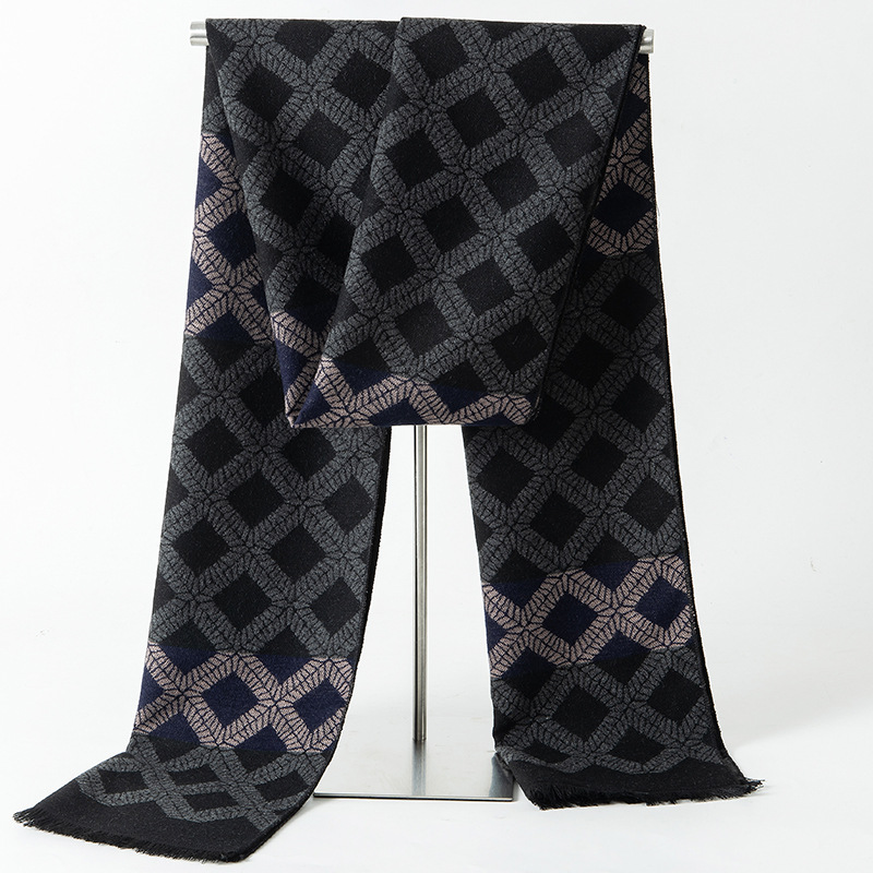 Muffler Men Wool - デザイナーブランドチェック柄冬男性カシミヤスカーフ暖かいパシュミナカジュアルソフトロングショールラップメンズネッカチーフビジネススカーフ