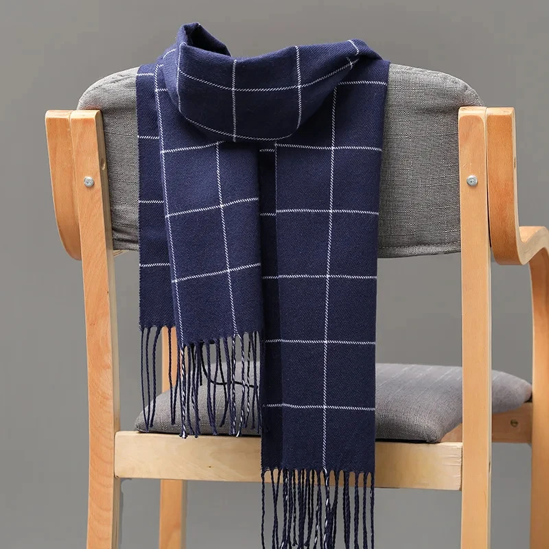 Muffler Men Wool - 2024 新しい冬の男性スカーフ保温カシミヤスカーフカジュアルブランドデザイナーパシュミナネッカチーフタッセルビジネスショールラップ