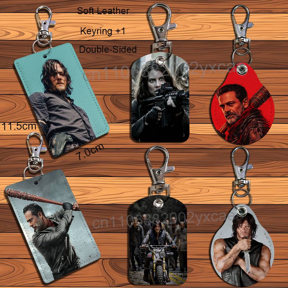 Lanyard Badge Holder - ニーガン・マギー ウォーキング・デッド レザーキーホルダー バッジホルダー（ランヤード付き）- ID/アクセスカードホルダー、キーリングアクセサリー、ギフトオプション