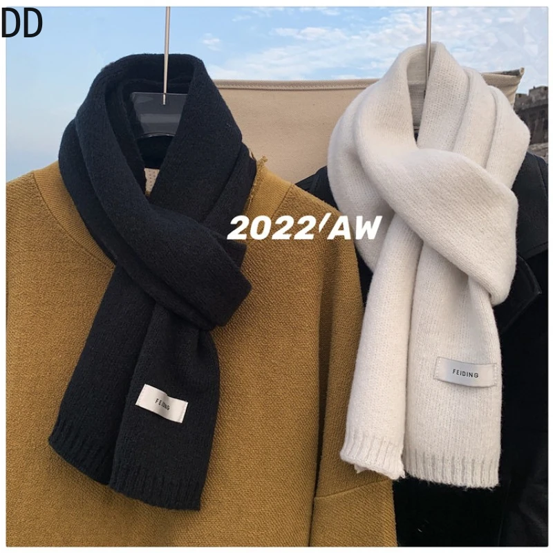 シンプルシックな固体ソフトスカーフ秋冬男性ニットウール韓国カ - Muffler Men Wool のレビューと価格