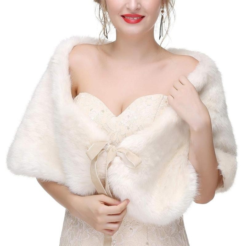 652F 洗練されたフェイクファーストールスカーフブライダル - Stole Wedding Shawl のレビューと価格