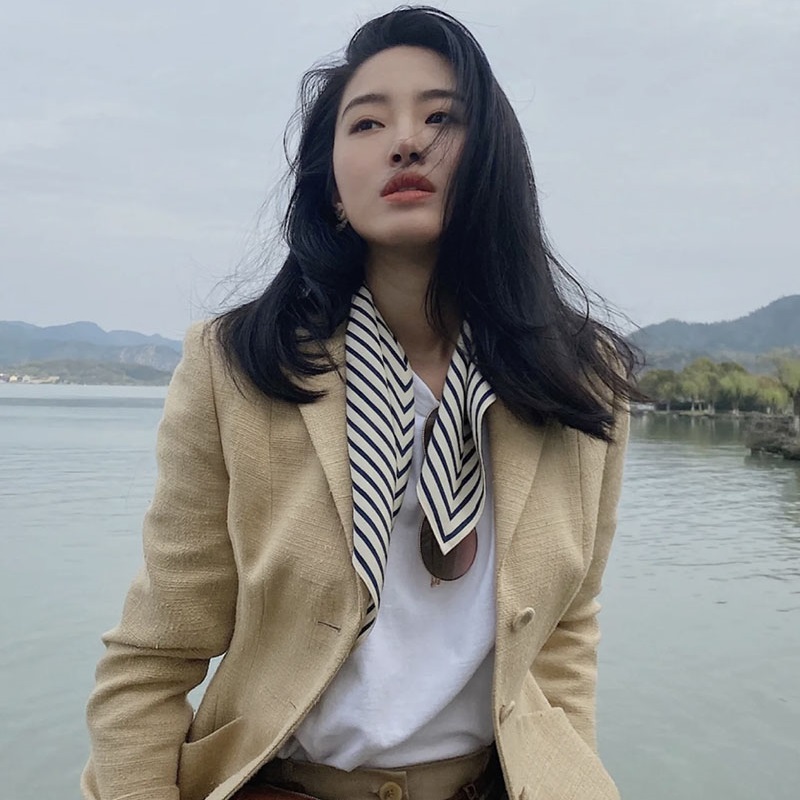 女性用ストライププリントスカーフ,シルク100%,ネックヘッ - Silk Tie Striped のレビューと価格