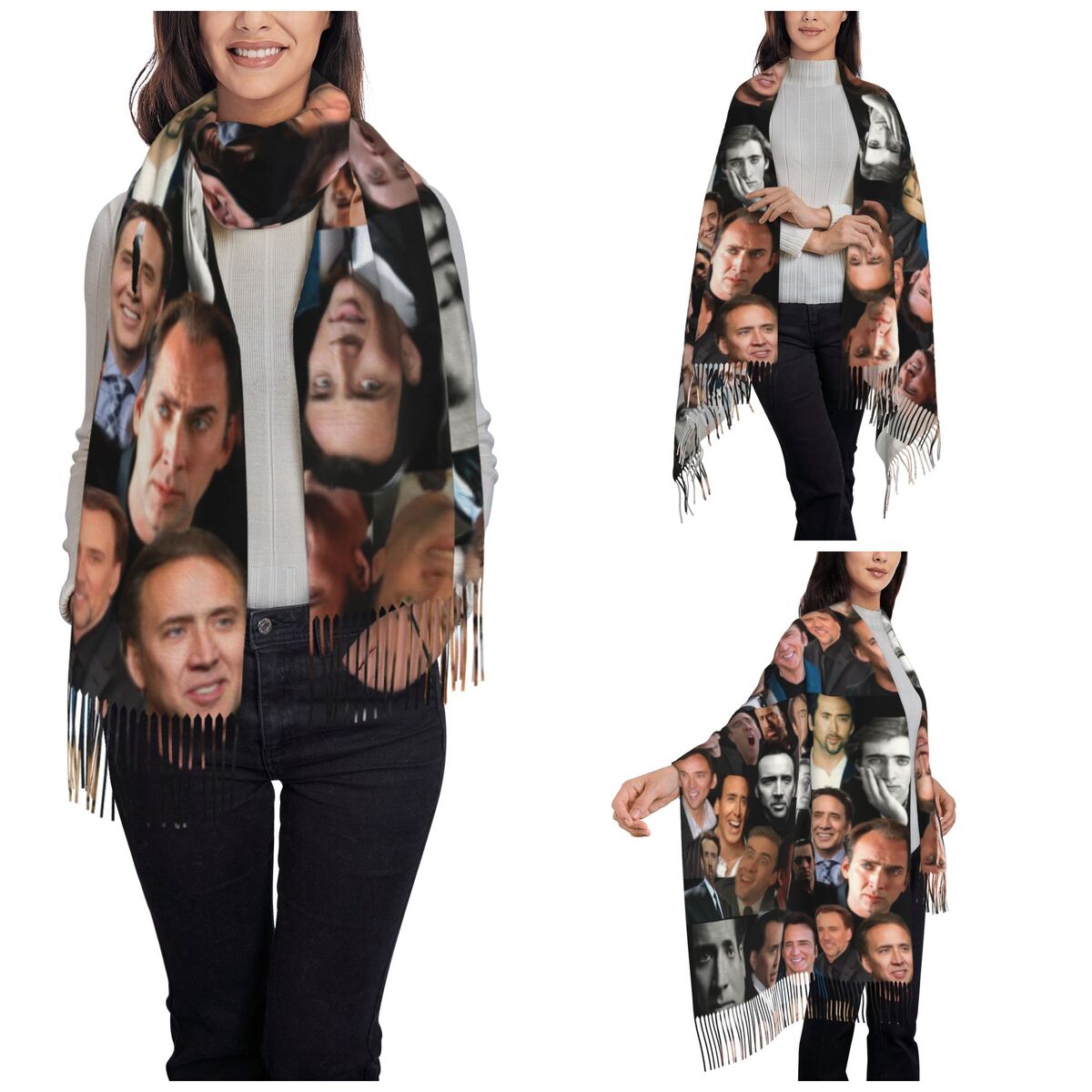 ニコラス・ケイジ・コラージュ・ショール・ラップス女性用暖かい - Pashmina Wrap Large のレビューと価格