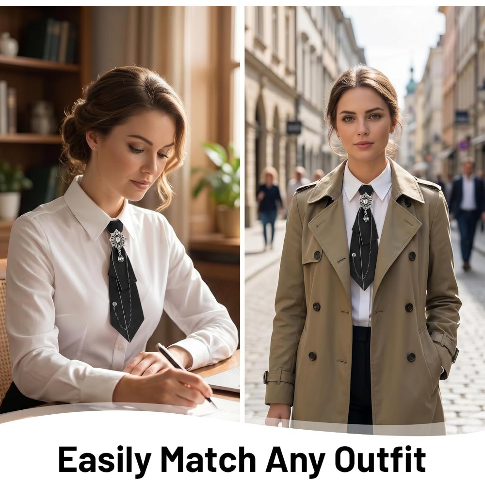 ラインストーン蝶ネクタイ：女性用プレタイド調整可能なブラック - Bow Tie Pre Tied のレビューと価格