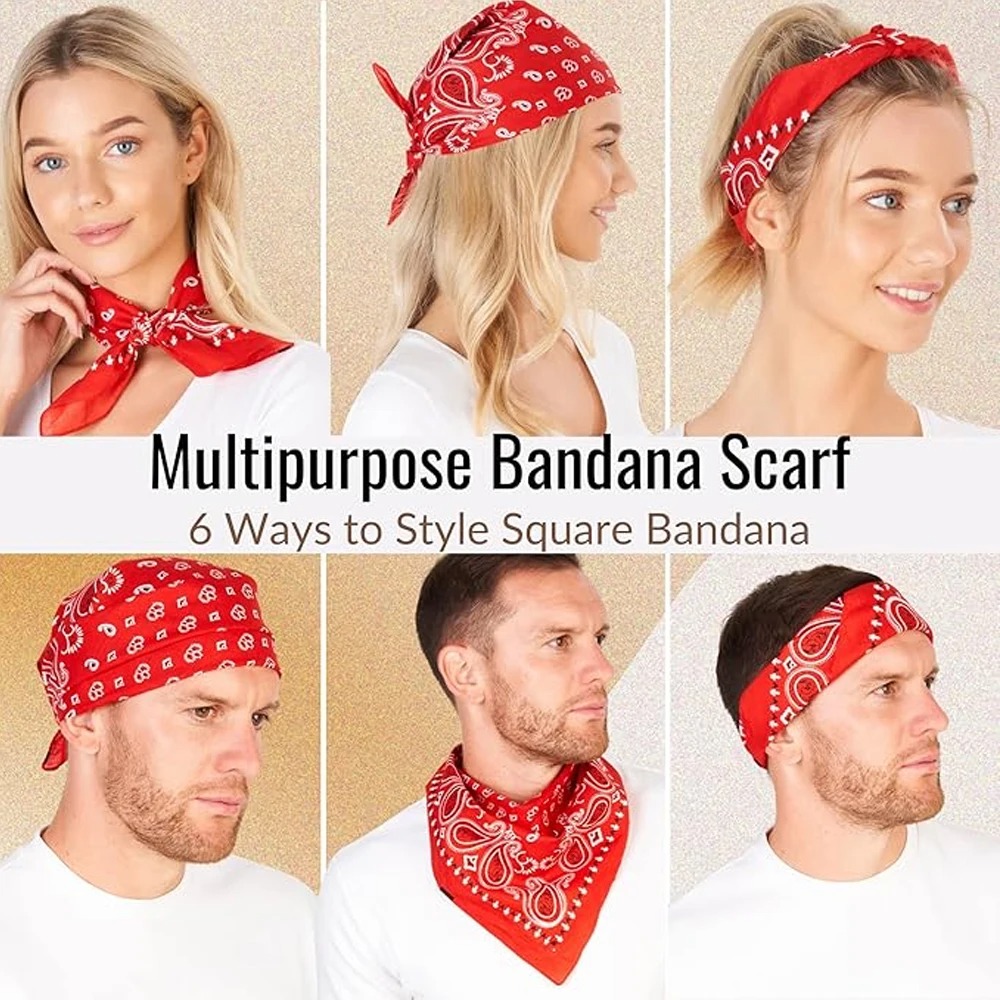 ユニセックス男性女性バンダナヘアバンド、バイカー屋外サイクリ - Handkerchief Cotton Men のレビューと価格