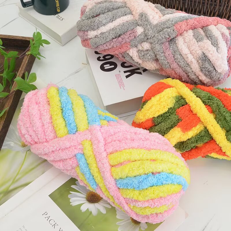 猫のしっぽのような毛糸、極太アイスストリップヤーン、シェニー - Woven Scarf Blanket のレビューと価格