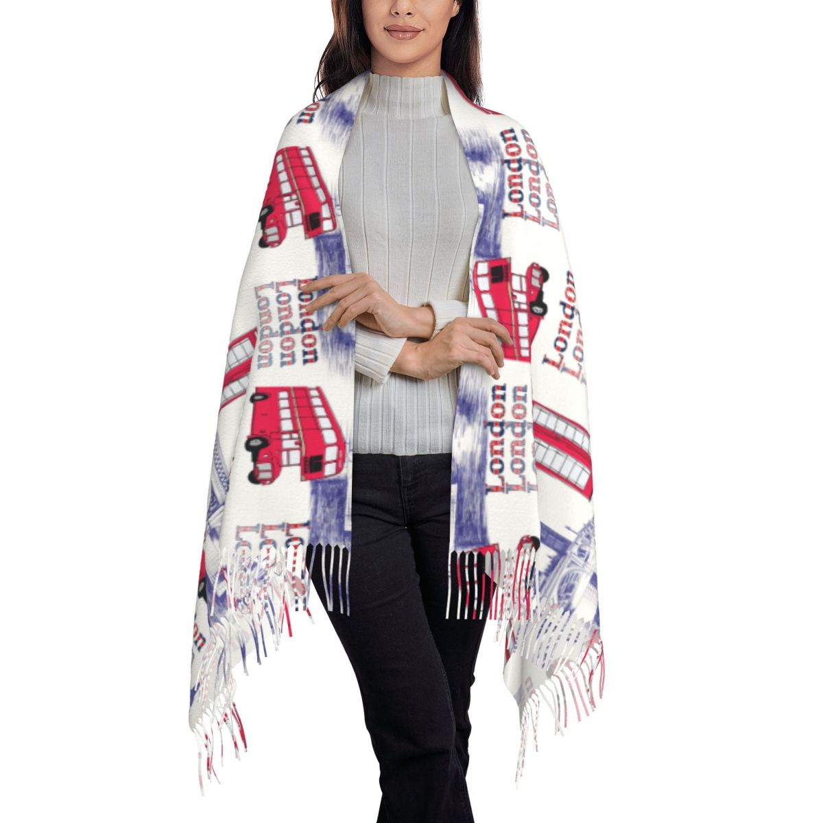ロンドン イギリス シーン ショール ラップ 冬 暖かい 大 - Pashmina Wrap Large のレビューと価格