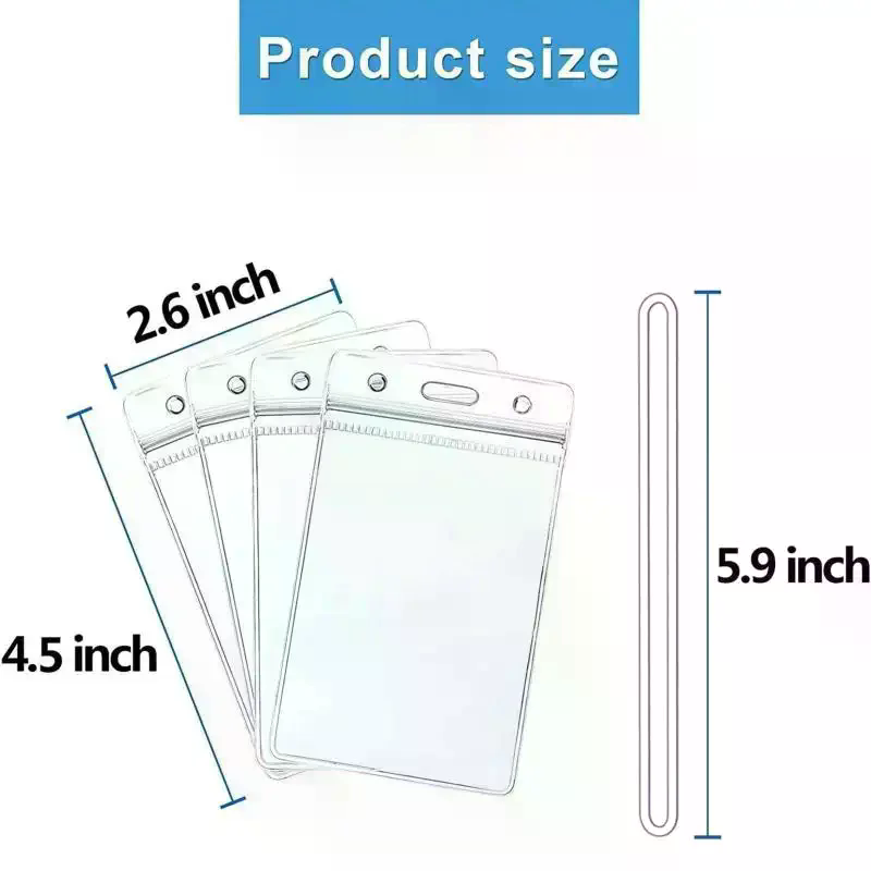 10個の透明プラスチックIDバッジホルダー、防水、再封可能な - Lanyard Badge Holder のレビューと価格