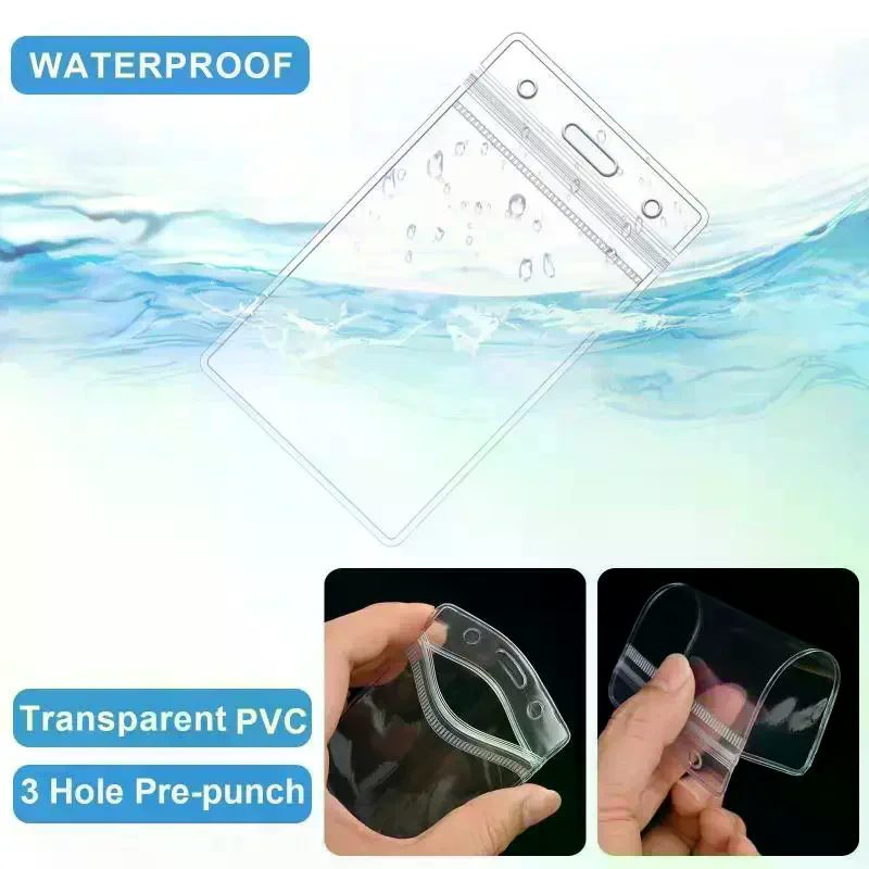 10個の透明プラスチックIDバッジホルダー、防水、再封可能な - Lanyard Badge Holder のレビューと価格