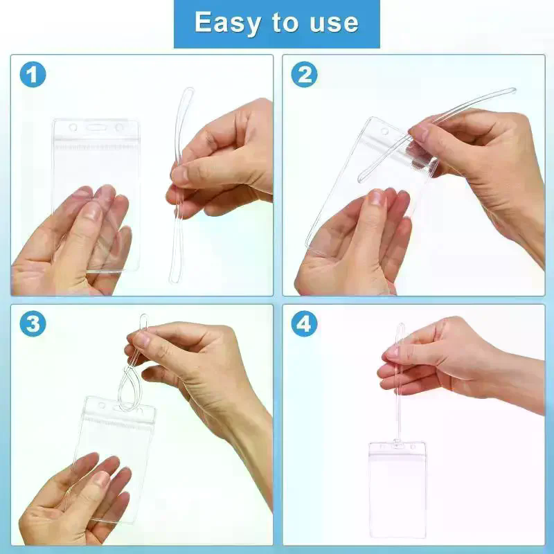 10個の透明プラスチックIDバッジホルダー、防水、再封可能な - Lanyard Badge Holder のレビューと価格