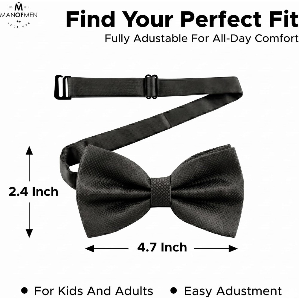 ポリエステル製ソリッドプレタイドボウタイ（男性用）- 調節可 - Bow Tie Pre Tied のレビューと価格