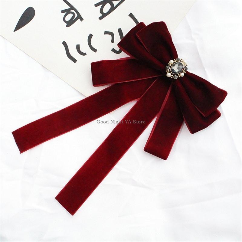 ネクタイのブローチにある女性パールベルベットのベルベットクリ - Bow Tie Pre Tied のレビューと価格