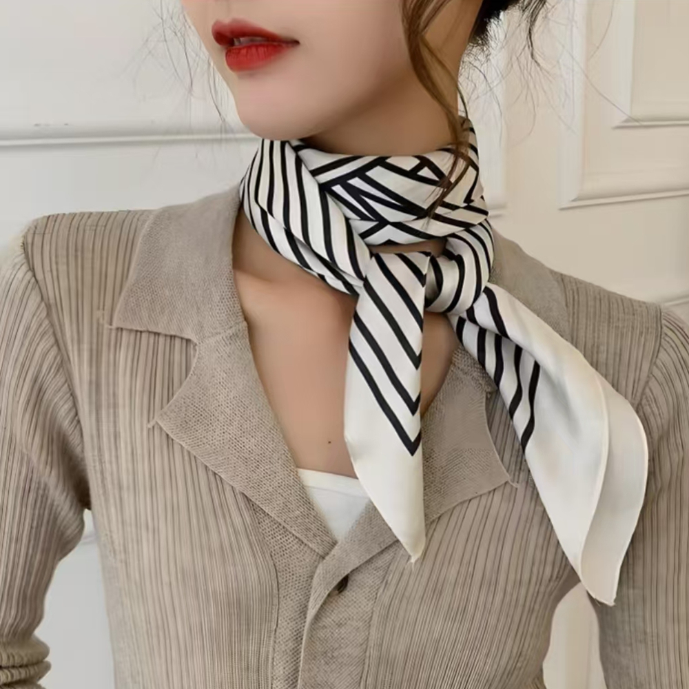 ファッションスクエア 70 センチメートル黒と白のストライプ - Silk Tie Striped のレビューと価格