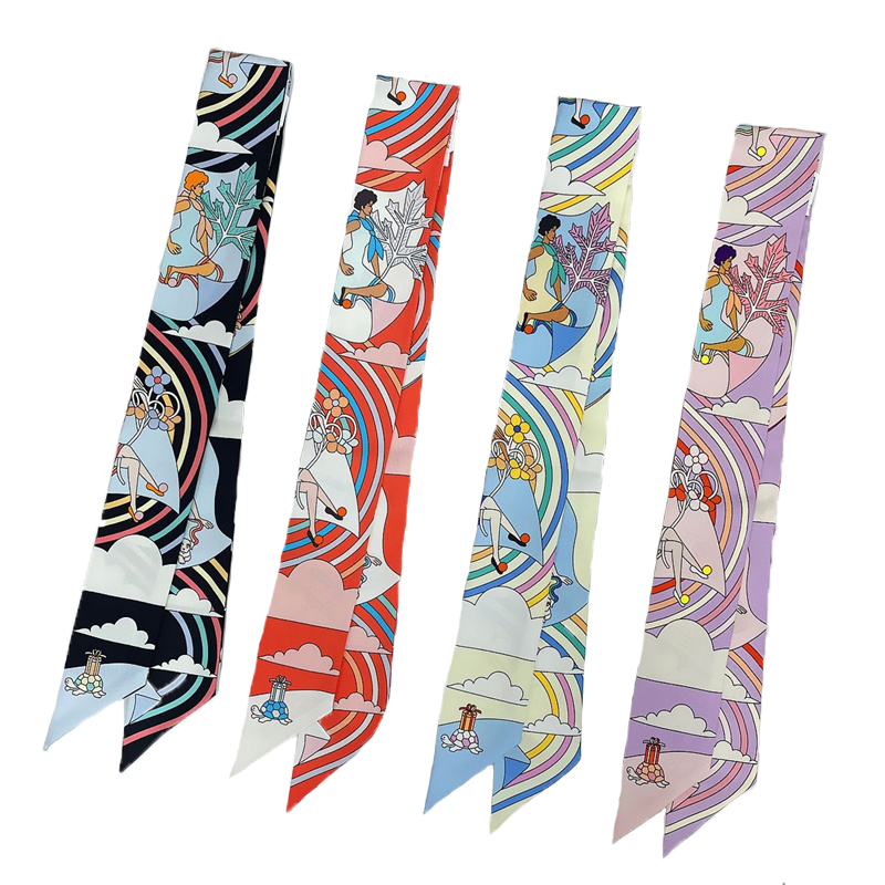 女性 100% 桑シルクスカーフヘアバンドラップバッグハンド - Ascot Neck Scarf のレビューと価格