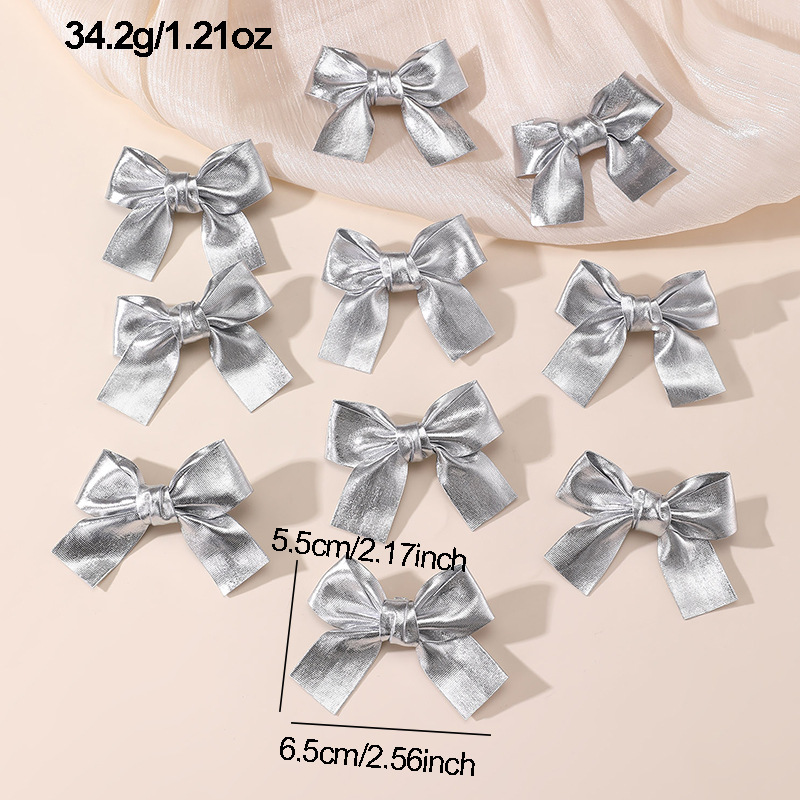ゴールドとシルバーのリボンヘアクリップ、20/10/4個パッ - Tie Clip Silver のレビューと価格