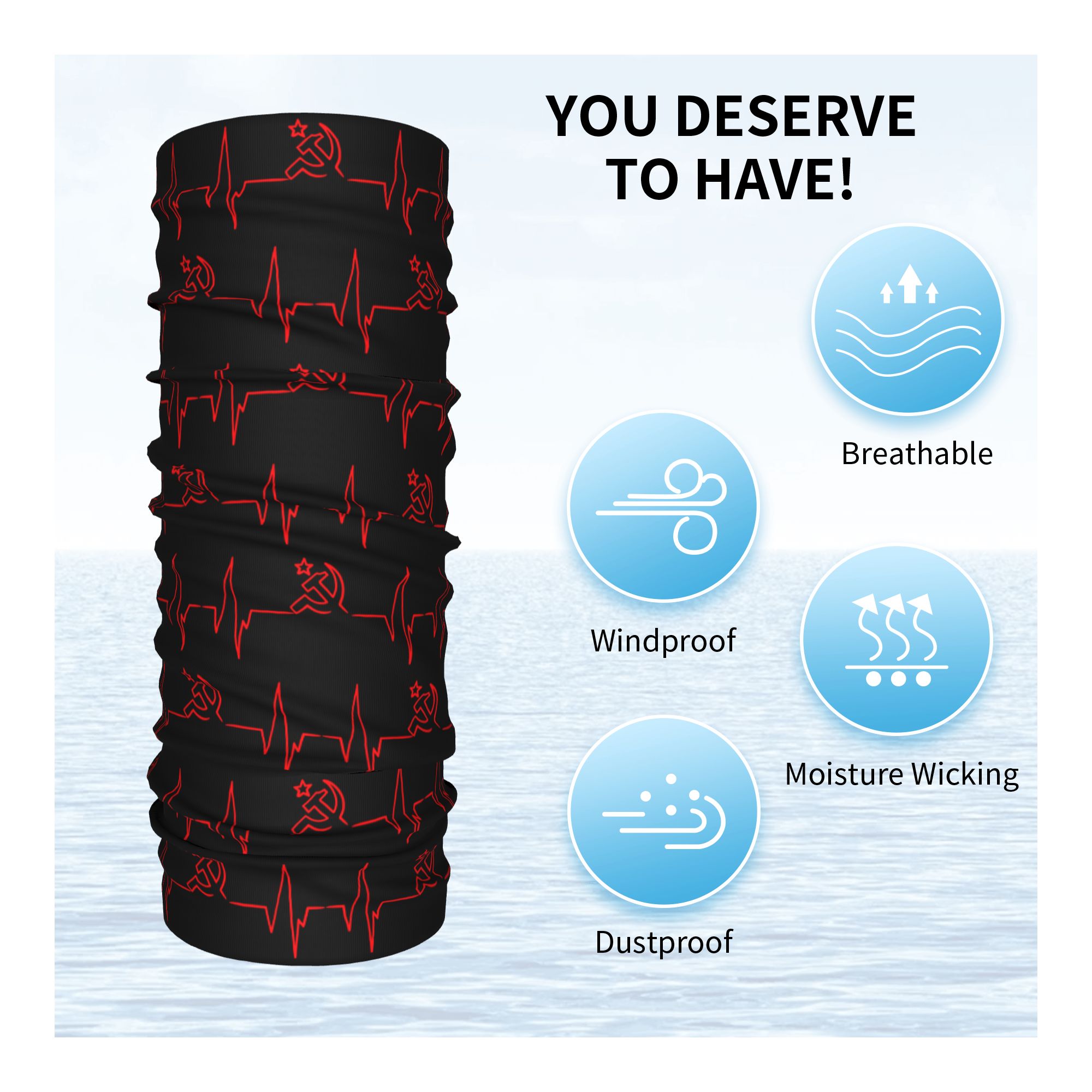 カスタムハートビートロシア国旗ロシアソ連バンダナネックゲイタ - Neck Warmer Tube のレビューと価格