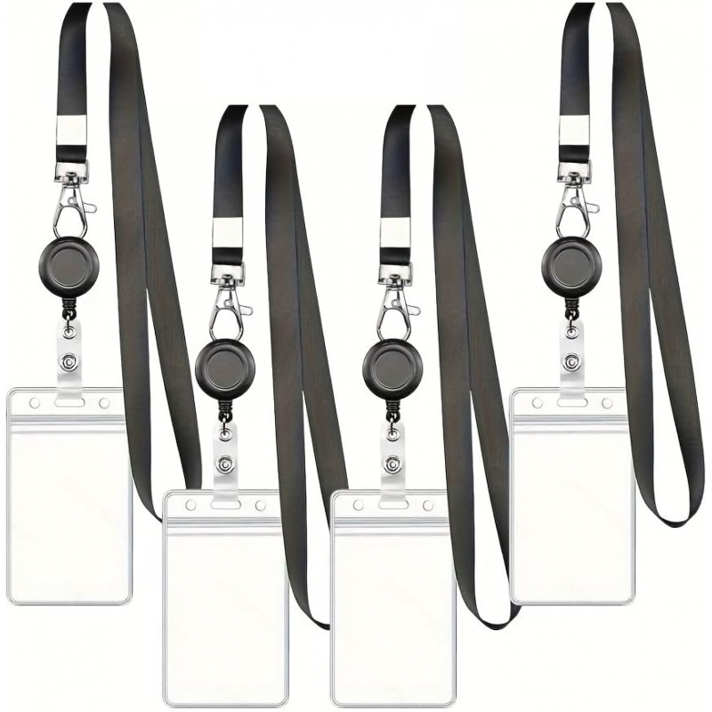 4 個入り ランヤード ブラック リトラクタブル バッジ リ - Lanyard Badge Holder のレビューと価格