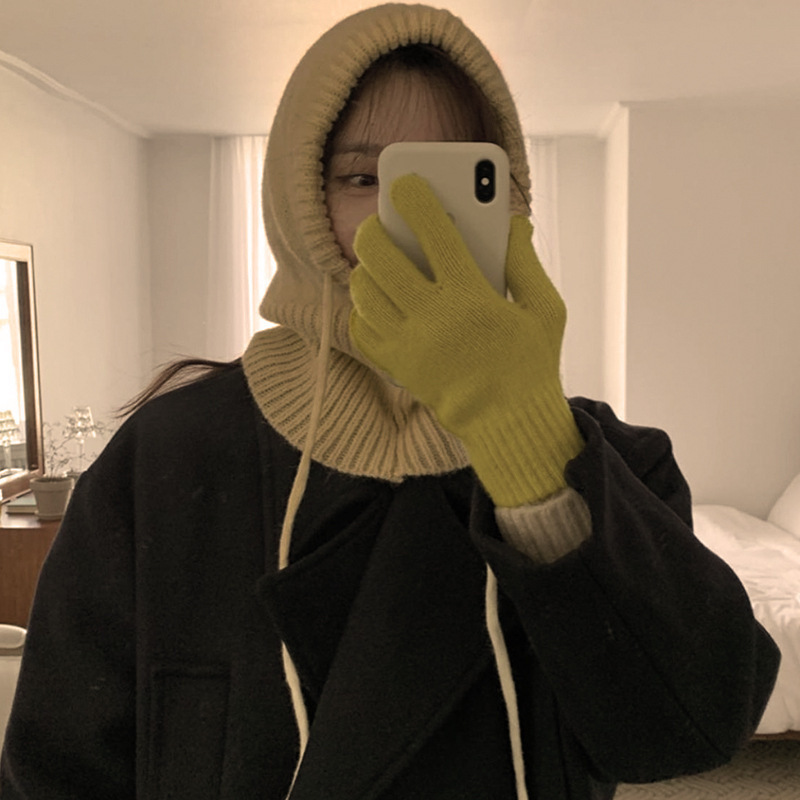 ニットフード付きインフィニティスカーフ冬目出し帽帽子女性韓国 - Infinity Scarf Knit のレビューと価格