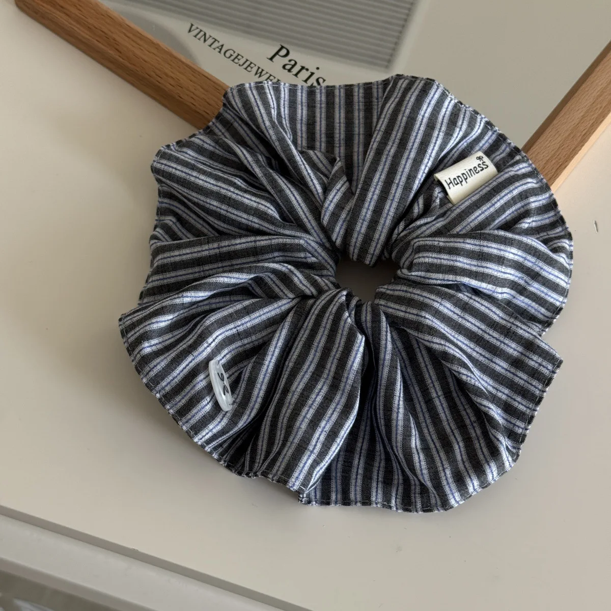 ブルー無地シルクヘアバンド韓国ファッションストライプガールズ - Silk Tie Striped のレビューと価格