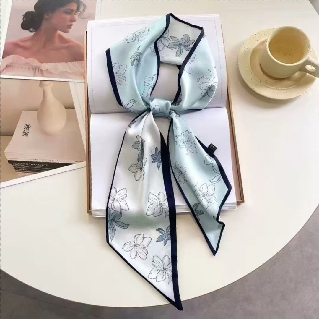 高級ゼブラプリントシルクスクエアスカーフ女性ソフトサテンハン - Silk Tie Striped のレビューと価格