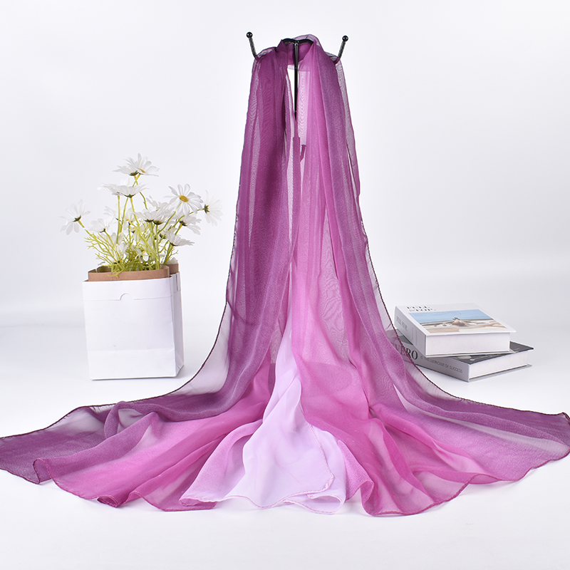 長いグラデーションシルクスカーフ、新しい3色、75x180c - Scarf Silk Square のレビューと価格