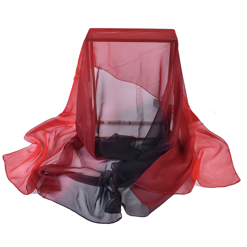 長いグラデーションシルクスカーフ、新しい3色、75x180c - Scarf Silk Square のレビューと価格