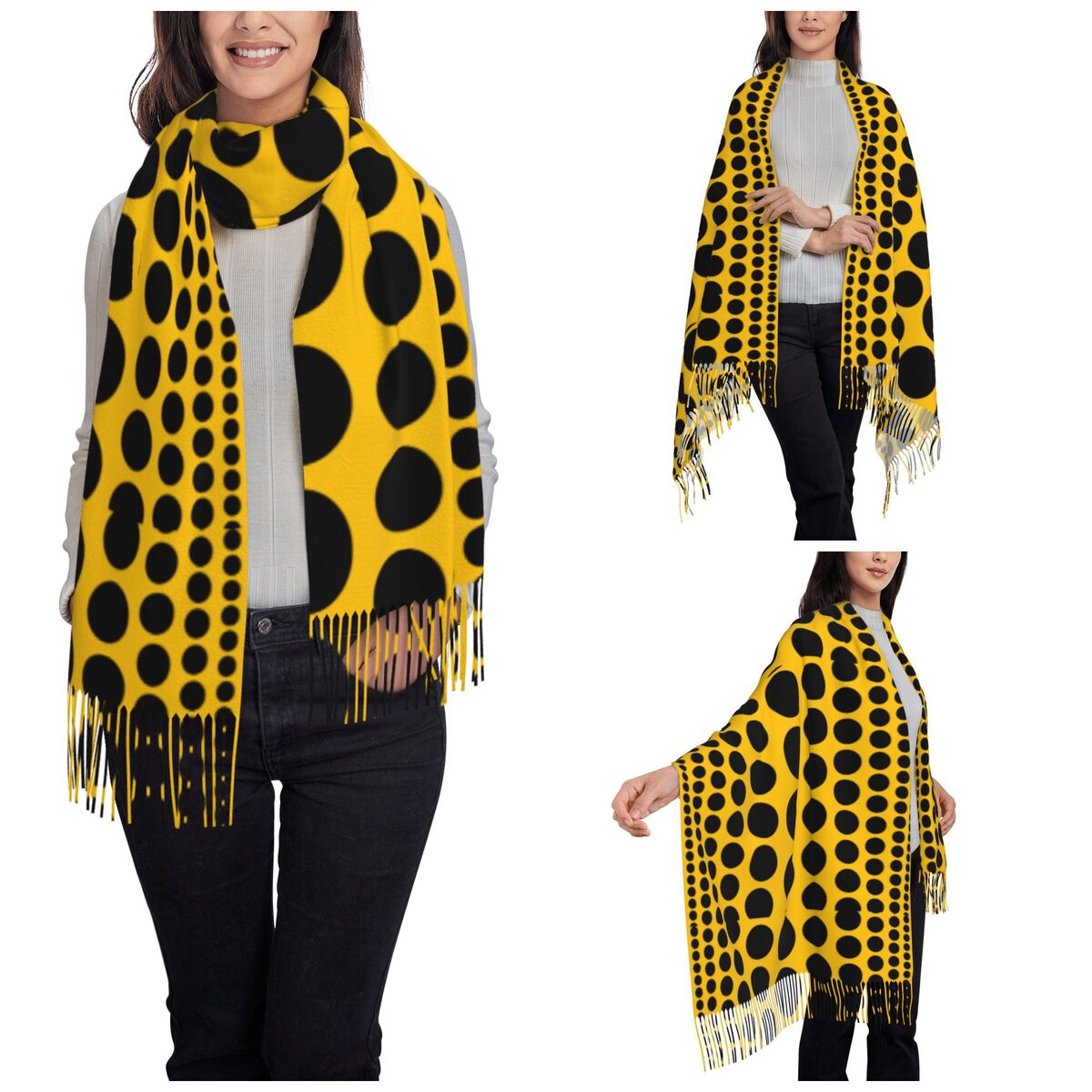 インフィニティポルカドット女性用カシミヤスカーフ、暖かいラッ - Infinity Scarf Knit のレビューと価格
