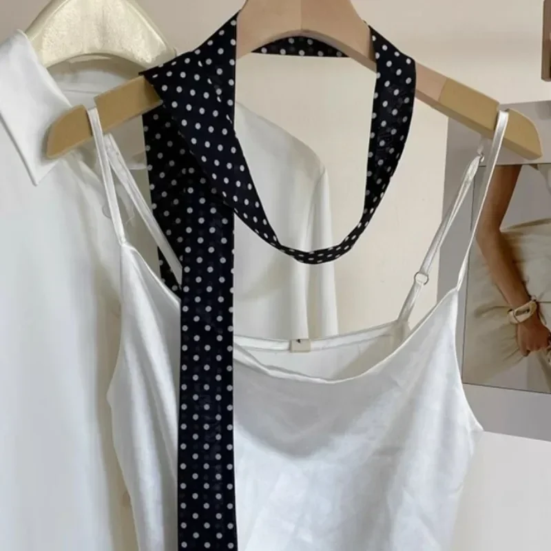 ヒョウ柄スカーフレトロ水玉女性ネクタイ多機能毛バンドバッグハ - Silk Tie Striped のレビューと価格