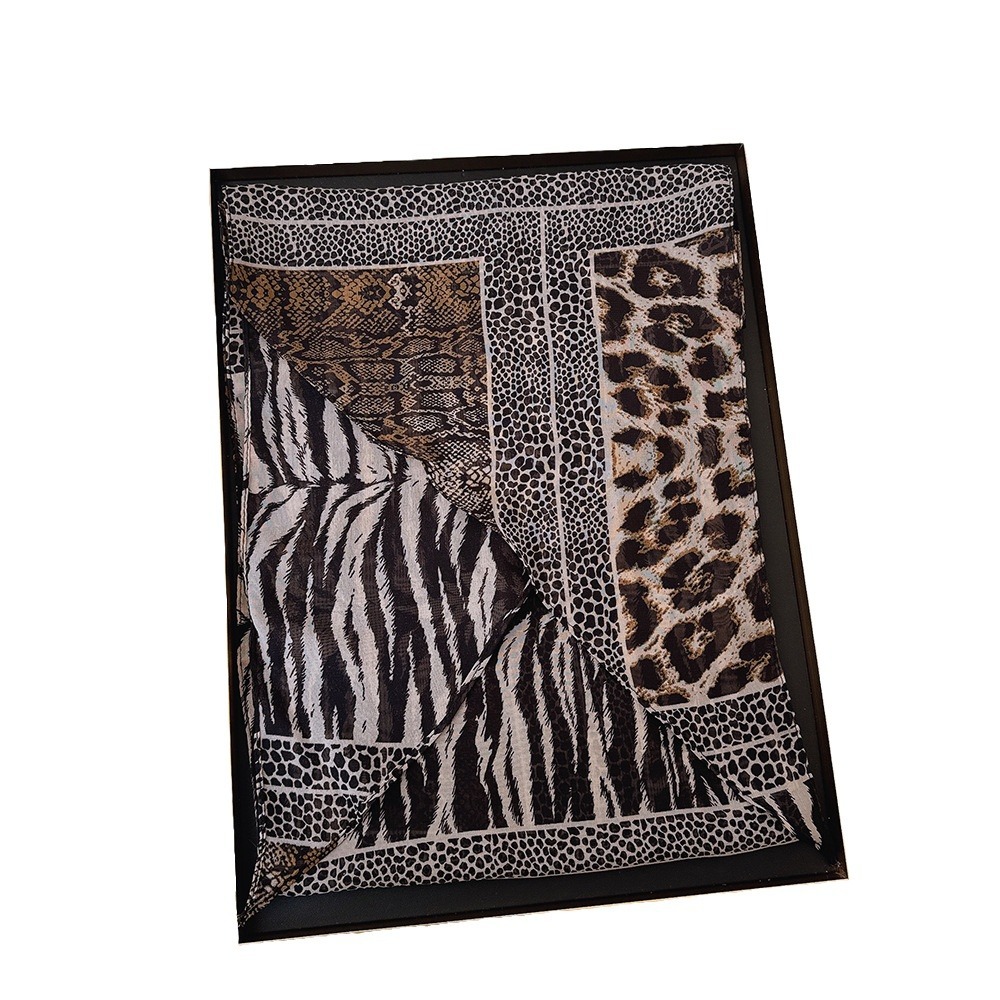 ヒョウ小さなロングシルクスカーフ女性シフォンストラップ冬暖か - Ascot Neck Scarf のレビューと価格