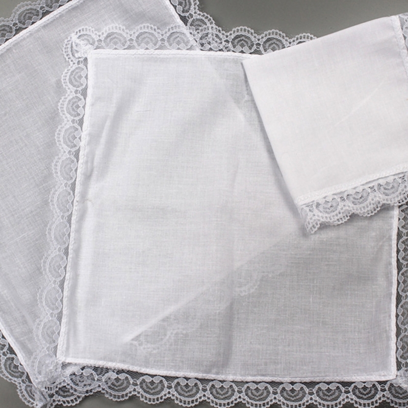 D0UB 軽量 ホワイト ハンカチ コットン レース トリム - Handkerchief Cotton Men のレビューと価格